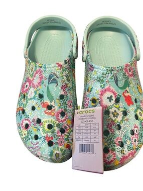 Crocs Disney Vera Bradley Floral Mint Green Ariel Little Mermaid  W13/M11 NWT